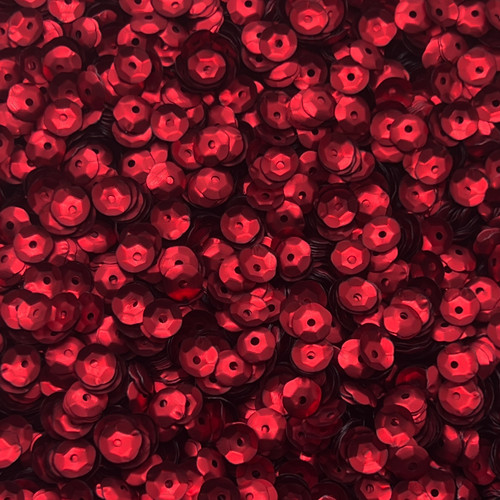 6mm Cup Sequins Red Matte Satin Shimmer