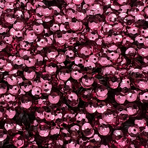 6mm Cup Sequins Rose Pink Metallic Shiny