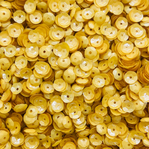 6mm Cup Sequins Mustard Yellow Transparent Glossy Matte