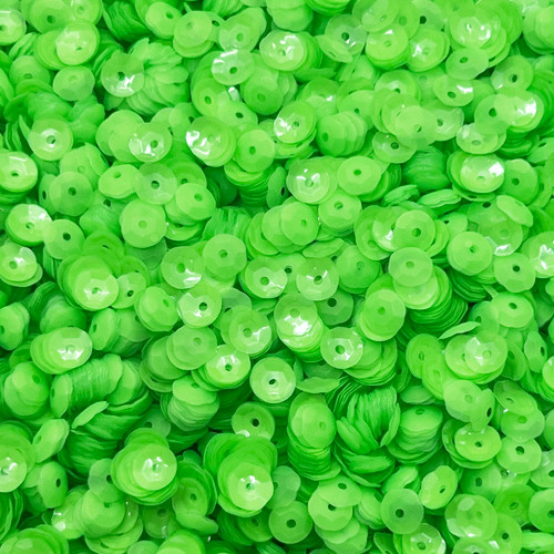 6mm Cup Sequins Green Neon Transparent Fluorescent