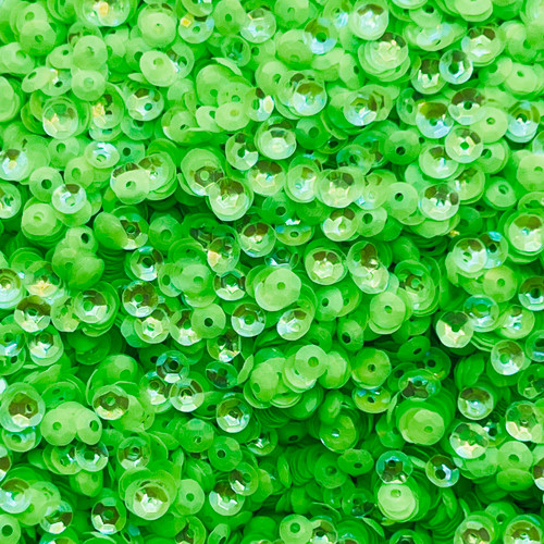5mm Cup Sequins Light Green Fluorescent Crystal Iris Duo