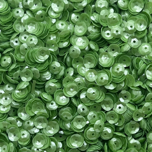 6mm Cup Sequins Green Pearl Translucent