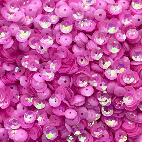 6mm Cup Sequins Light Pink Rainbow Iris Matte Duo