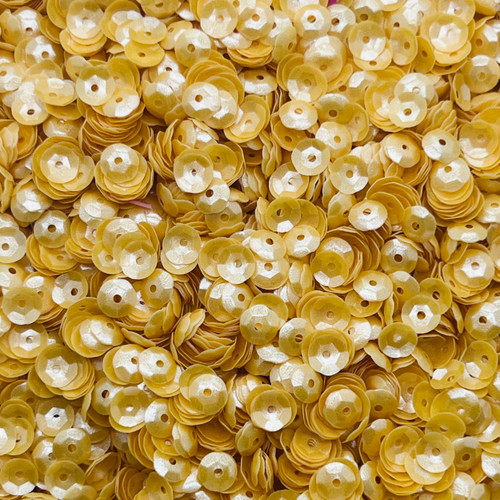 6mm Cup Sequins Golden Yellow Pearl Translucent