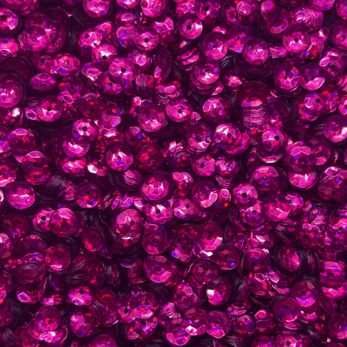 6mm Cup Sequins Fuchsia Pink Hologram Glitter Sparkle