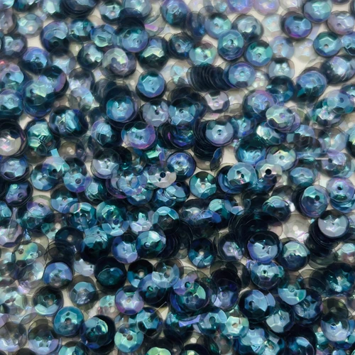 6mm Cup Sequins Sapphire Blue Crystal Rainbow Iris Made in USA