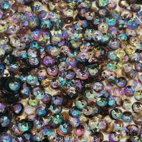 6mm Cup Sequins Smoked Topaz Crystal Rainbow Iris Made in USA