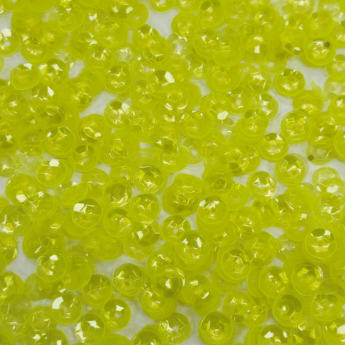6mm Cup Sequins Yellow Transparent Fluorescent Made in USA