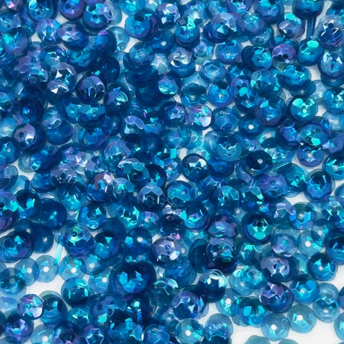 6mm Cup Sequins Dark Aqua Crystal Rainbow Iris Made in USA