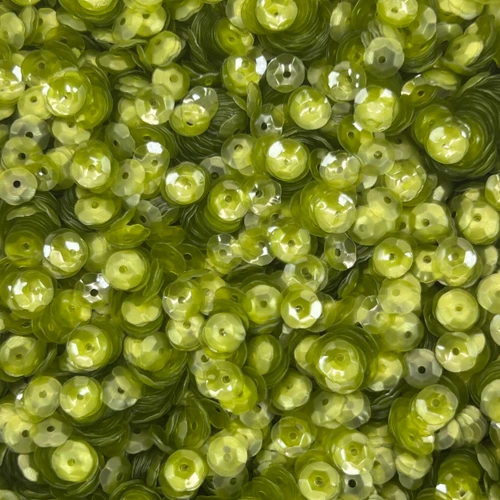 6mm Cup Sequins Green Apple Transparent Glossy Matte Made in USA