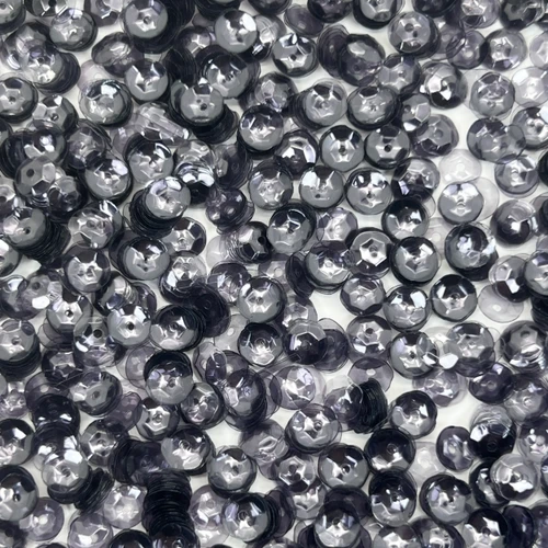 6mm Cup Sequins Gray Transparent Glossy Made in USA