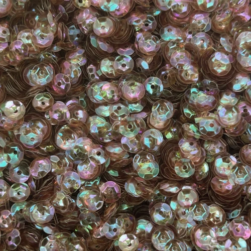 6mm Cup Sequins Topaz Brown Crystal Rainbow Iris Made in USA