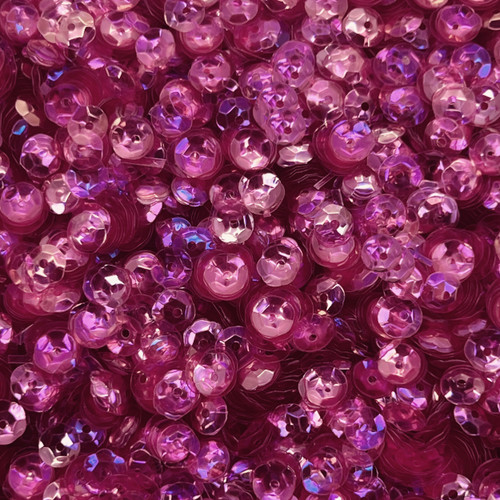6mm Cup Sequins Raspberry Ultra Crystal Rainbow Iris Made in USA