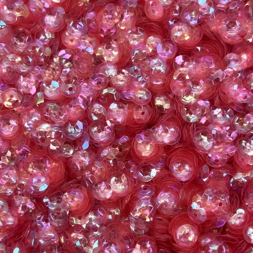 6mm Cup Sequins Candy Pink Crystal Rainbow Iris Made in USA