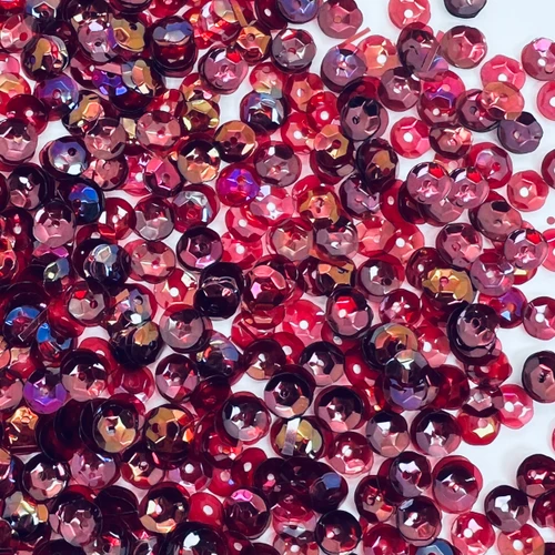 6mm Cup Sequins Garnet Red Crystal Rainbow Iris Made in USA