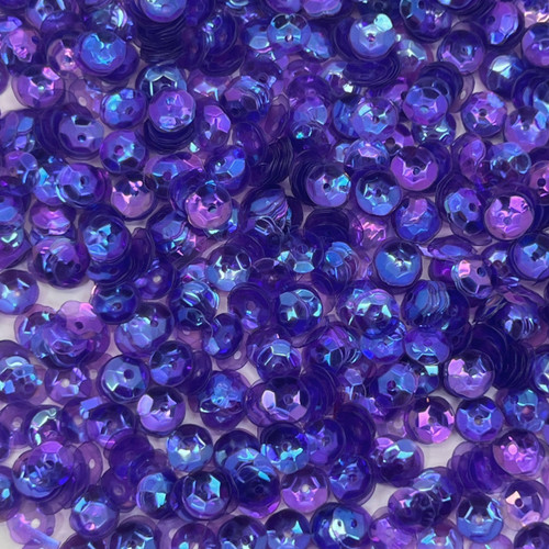 6mm Cup Sequins Royal Purple Super Shiny Crystal Rainbow Iris  Made in USA