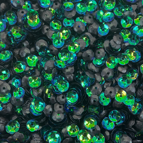 6mm Cup Sequins Deep Green Rainbow Iris Duo Made in USA