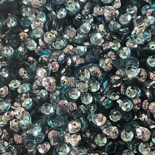 6mm Cup Sequins Light Aqua Silver Metallic Reversible Made in USA