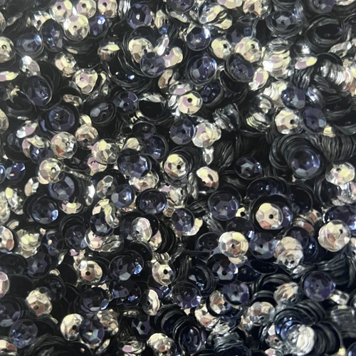 6mm Cup Sequins Navy Blue Silver Metallic Reversible Made in USA