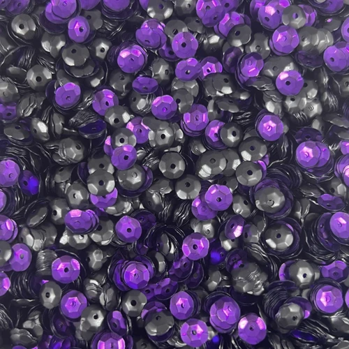 6mm Cup Sequins Purple Black Matte Metallic Reversible Made in USA