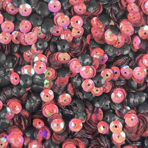 6mm Cup Sequins Orange Luster Mattte Black Rainbow Iris / Matte Duo Two Sided Made in USA