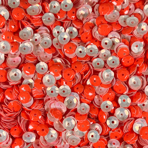 6mm Cup Sequins Mother of Pearl Neon Orange Matte Glossy Reversible Made in USA