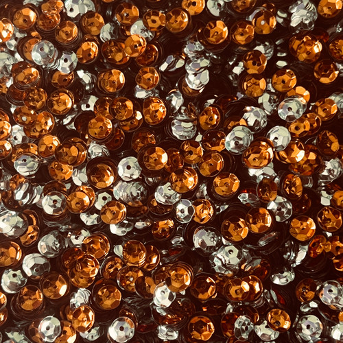 6mm Cup Sequins Orange Silver Metallic Reversible Made in USA