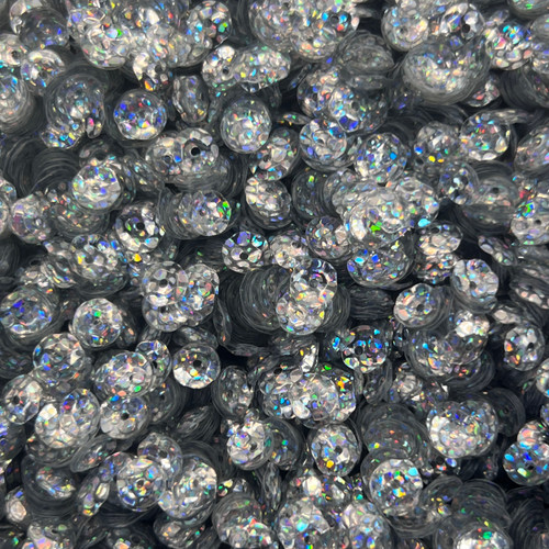 6mm Cup Sequins Silver Hologram Animal Spots Crystal Transparent