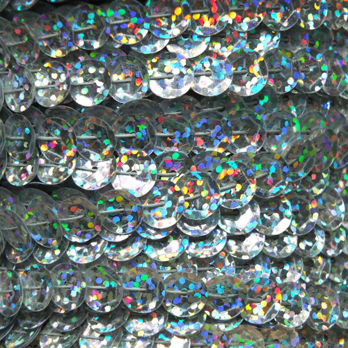 Sequin Trim 4mm Silver Hologram Glitter Sparkle Metallic - SequinsUSA