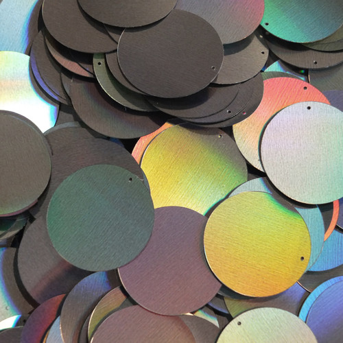 グレシプ オウル グリッター 30mm Sequins Top Hole Pewter Shiny Gray Lazersheen Rainbow