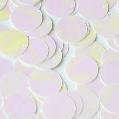  Large Hole Round Sequin 20mm White Pink Rainbow Iris