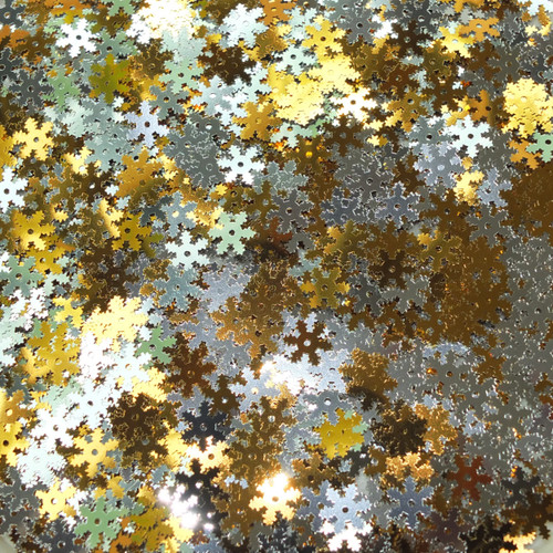 Silver, Gold and White Snowflake Sequins 70g