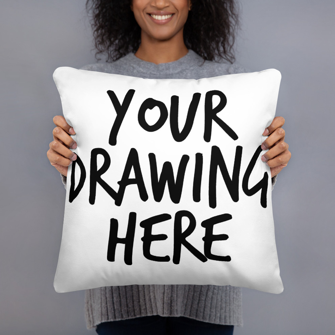 Custom Personalized Print Throw Pillow with Yours & Kids' Drawings