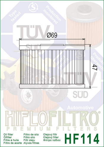 Oil Filter HF114 For Honda TRX420, TRX500 TRX520, SXS1000 Pioneer
