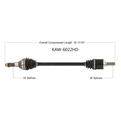 Wide Open Kawasaki Complete HD Axle KAW-6022HD
