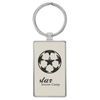2 3/4" x 1 1/4" Laserable Leatherette/Metal White Rectangle Keychain