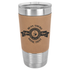 Leatherette, professional, stainless steel, leather, light brown, 20 oz, cup, travel