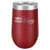 Stainless steel, 16 oz stemless wine tumbler, double-walled, insulated, Maroon, vacuum lid