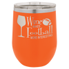 Stainless steel, 12 oz stemless wine tumbler, double-walled, insulated, vacuum lid, Orange