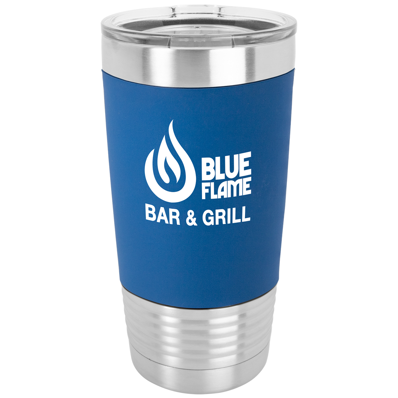 20 oz Stainless Steel Tumbler with Laserable Silicone Grip - Blue -  Engraved Gifts by Mile High Laser Engraving