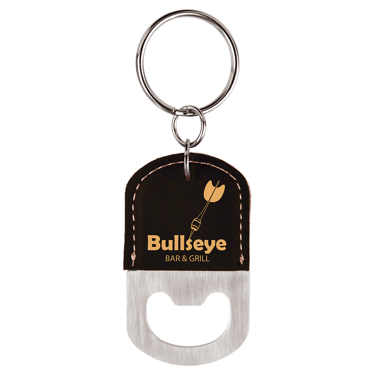 Custom Laser Engraved Black Gold Oval Bottle Opener Keychain