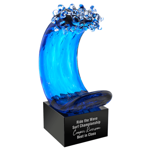 8 1/2" Blue Wave Art Glass