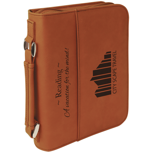 6 3/4" x 9 1/4" Rawhide Leatherette Medium Book/Bible Cover with Handle & Zipper