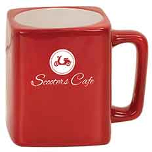 Red 8 oz Square Coffee Mug Engraves White