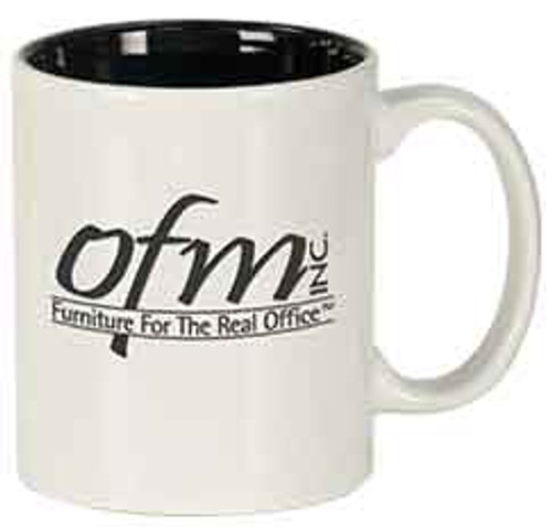 White 11 oz Round Coffee Mug Engraves Black