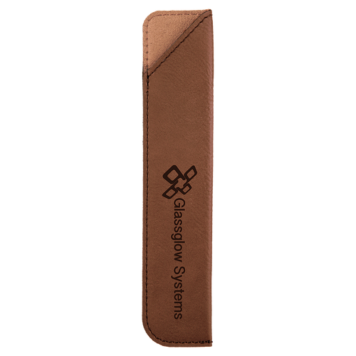 Dark Brown Leatherette Pen Sleeve with Custom Laser Engraving