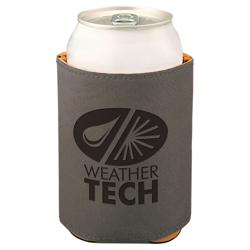 Gray Leatherette Beverage Holder with Custom Laser Engraving