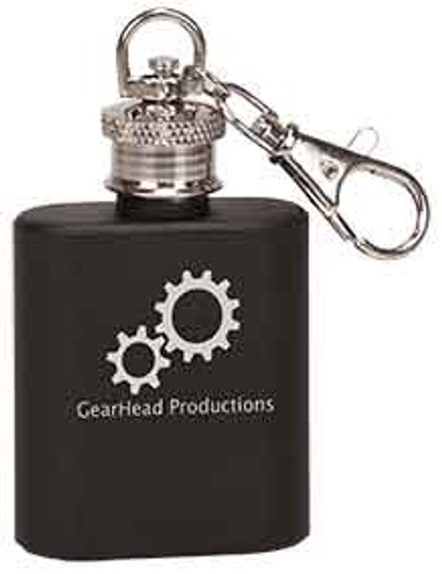 1 oz. Black Stainless Steel Flask Keychain