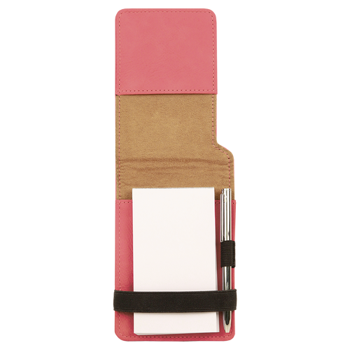 Pink Leatherette Small Notepad with Custom Laser Engraving