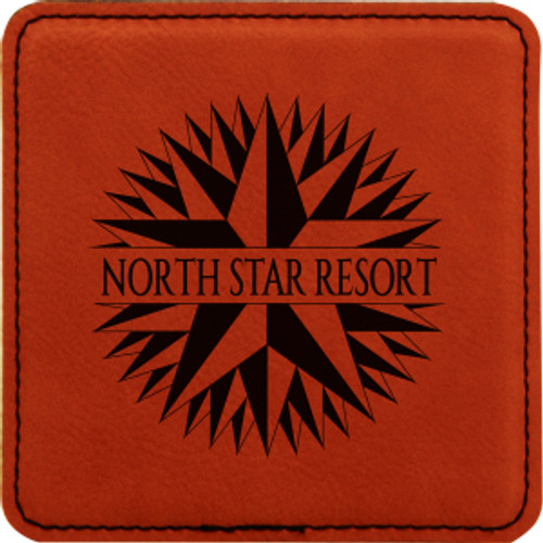 Rawhide Leatherette Coaster  with Custom Laser Engraving